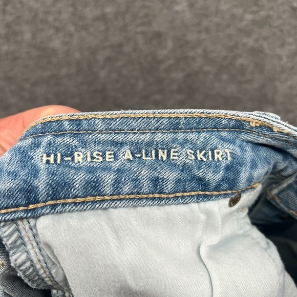 American Eagle Skirt Womens 0 Hi-Rise A Line Denim Jean Button Front Coastal Min - Picture 5 of 10